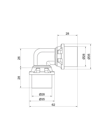 Уголок - пресс Icma №403 26 х 26 мм, для МП труб - 2