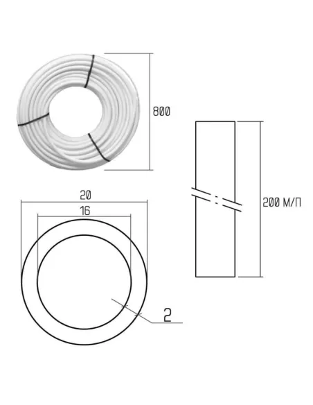 Труба для теплої підлоги Icma Gold-Pex №P198 20 х 2 мм, бухта 200 метрів - 2 Труба для теплої підлоги Icma Gold-Pex №P198 20 х 2 мм, бухта 200 метрів - 2