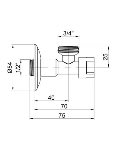 Приладовий кран кутовий Icma №519 1/2 х 3/4 дюйма - 2