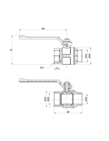 Кран шаровой прямой Icma РГГ №350 3/4 дюйма - 2