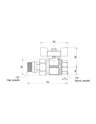Кран шаровий прямий з американкою Icma №348, антипротечка, 1/2 дюйма - 2