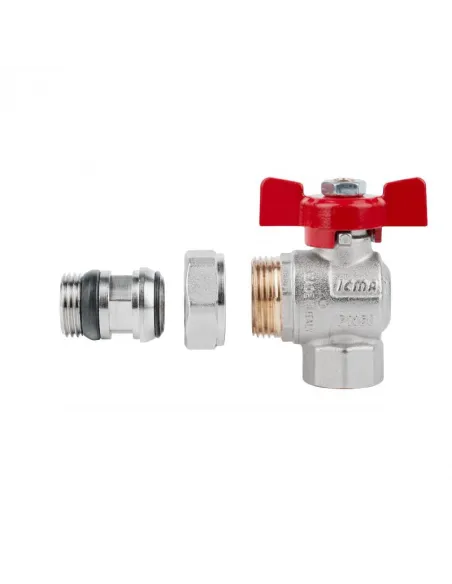 Кран шаровой угловой с американкой Icma FAR. ROSSA №362, антипротечка 1/2 дюйма - 4