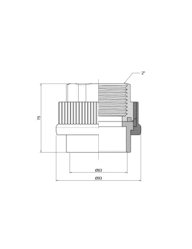 Муфта для полипропиленовых труб Thermo Alliance ВР 63 х 2 дюйма - 2