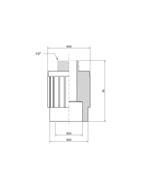 Муфта для поліпропіленових труб Thermo Alliance НР 25 х 1/2 дюйма - 2
