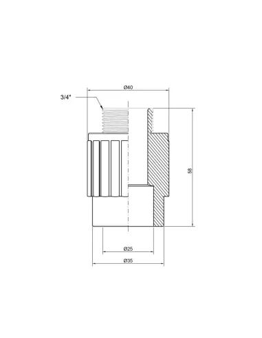 Муфта для полипропиленовых труб Thermo Alliance НР 25 х 3/4 дюйма - 2