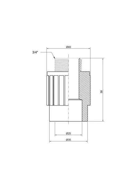 Муфта для полипропиленовых труб Thermo Alliance НР 25 х 3/4 дюйма - 2