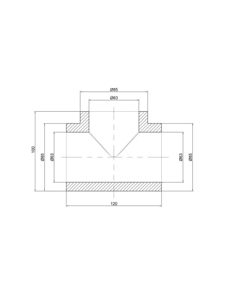 Тройник для полипропиленовых труб Thermo Alliance 63 мм - 2