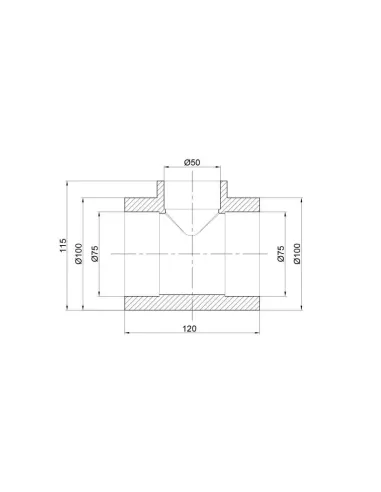 Трійник редукційний для поліпропіленових труб Thermo Alliance 75 х 50 х 75 мм - 2
