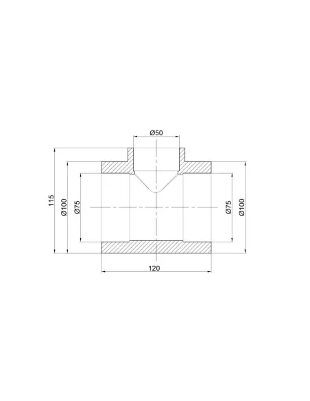 Трійник редукційний для поліпропіленових труб Thermo Alliance 75 х 50 х 75 мм - 2