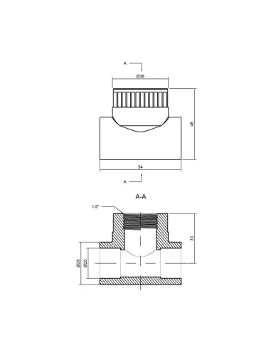 Трійник для поліпропіленових труб Thermo Alliance ВР 20 х 1/2 х 20 мм - 2