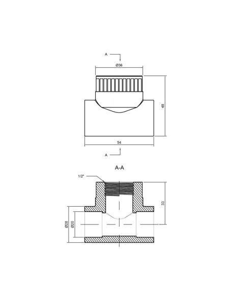 Трійник для поліпропіленових труб Thermo Alliance ВР 20 х 1/2 х 20 мм - 2