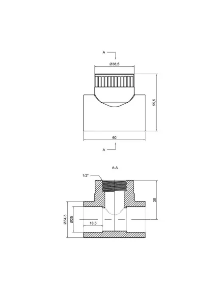 Тройник для полипропиленовых труб Thermo Alliance ВР 25 х 1/2 х 25 мм - 2