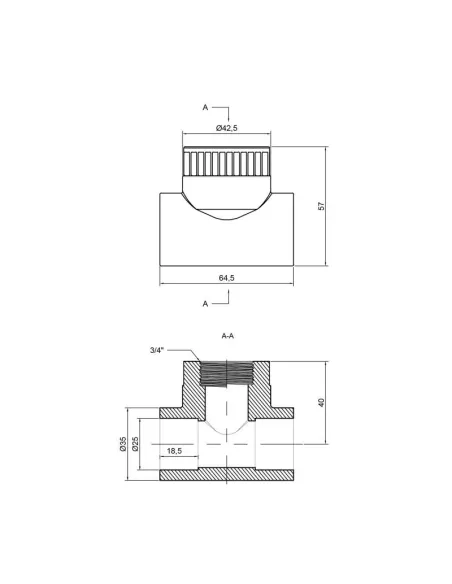 Тройник для полипропиленовых труб Thermo Alliance ВР 25 х 3/4 х 25 мм - 2