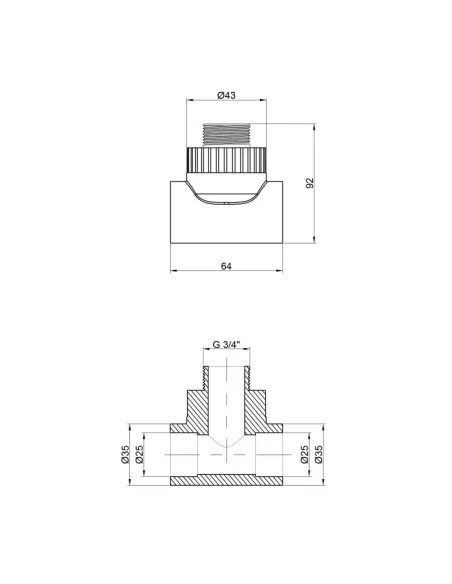 Трійник для поліпропіленових труб Thermo Alliance НР 25 х 3/4 х 25 мм - 2