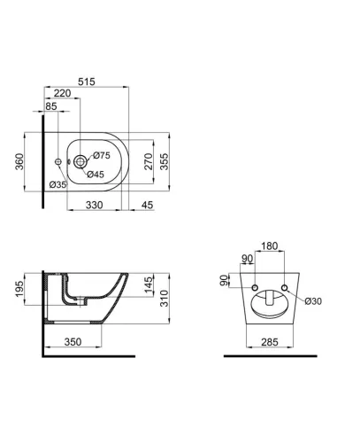 Біде підвісне Q-Tap Jay QT07555376W White, 520х360х320 мм - 2