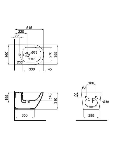 Біде підвісне Q-Tap Jay QT07555376W White, 520х360х320 мм - 2