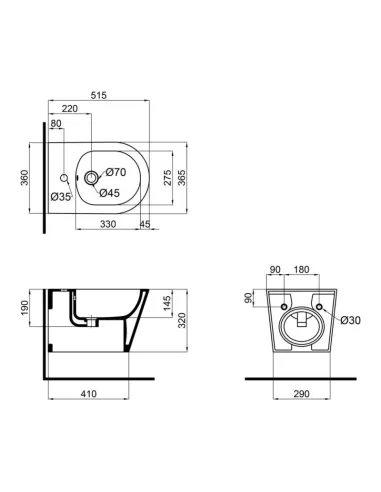 Биде подвесное Q-Tap Swan QT16555378W White, 520х360х320 мм - 2