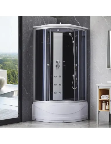 Гідробокс з високим піддоном Lidz Tani SBM90x90.SAT.HIGH.GR, напівкруглий - 10