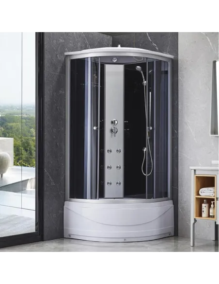 Гідробокс з високим піддоном Lidz Tani SBM90x90.SAT.HIGH.GR, напівкруглий - 10