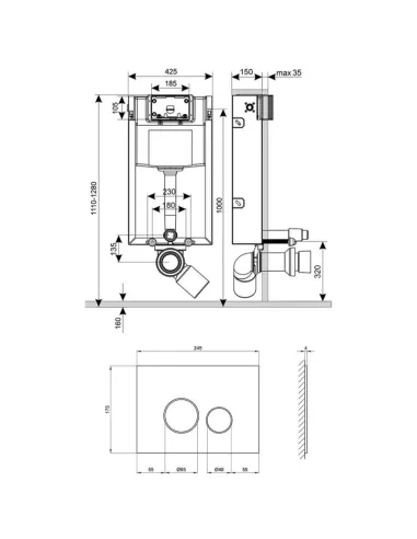 Інсталяція з кнопкою Q-Tap Nest ST QT0133M425V1164GW 4 в 1, 3/6 л - 2