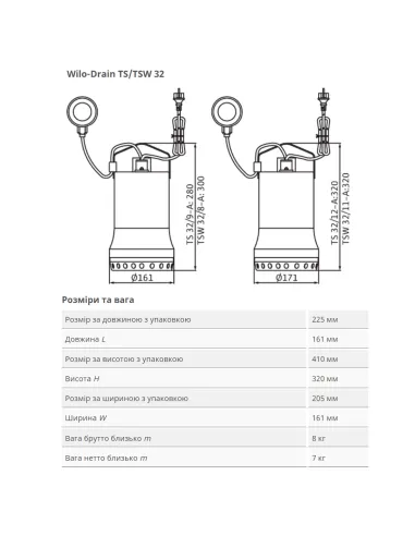 Дренажний насос Wilo TS 32/9 A 0.5 кВт - 4