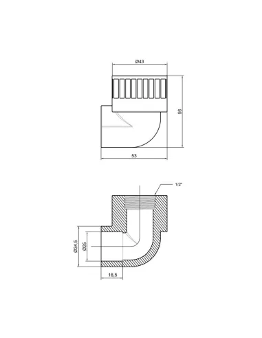 Кутник для поліпропіленових труб Thermo Alliance ВР 25 х 1/2 дюйма - 2