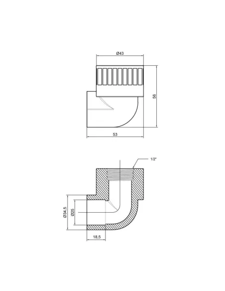 Кутник для поліпропіленових труб Thermo Alliance ВР 25 х 1/2 дюйма - 2