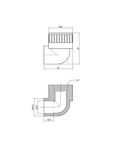 Уголок для полипропиленовых труб Thermo Alliance ВР 25 х 3/4 дюйма - 2