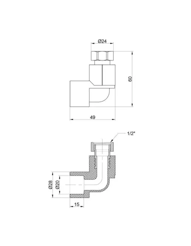 Кутник для поліпропіленових труб з накидною гайкою Thermo Alliance ВР 20 х 1/2 дюйма - 2