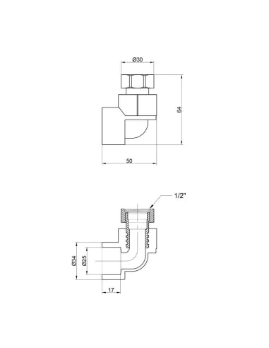 Кутник для поліпропіленових труб з накидною гайкою Thermo Alliance ВР 25 х 3/4 дюйма - 2