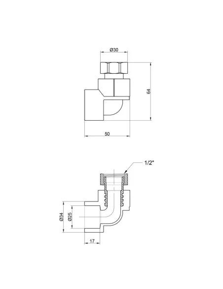 Кутник для поліпропіленових труб з накидною гайкою Thermo Alliance ВР 25 х 3/4 дюйма - 2