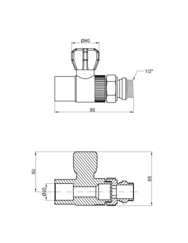 Кран для радиатора полипропиленовый прямой Thermo Alliance 20 х 1/2 дюйма - 2