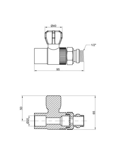 Кран для радиатора полипропиленовый прямой Thermo Alliance 20 х 1/2 дюйма - 2