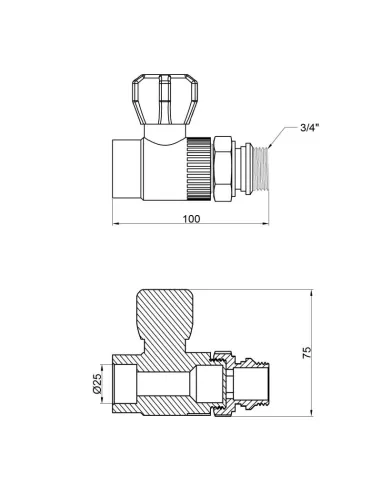Кран для радиатора полипропиленовый прямой Thermo Alliance 25 х 3/4 дюйма - 2
