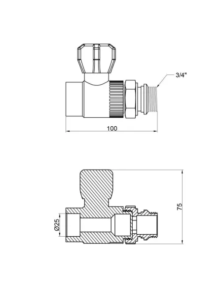 Кран для радиатора полипропиленовый прямой Thermo Alliance 25 х 3/4 дюйма - 2