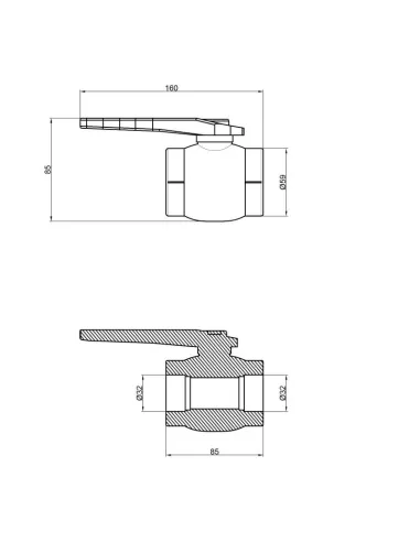 Кран шаровий прямий для поліпропіленових труб Thermo Alliance 32 мм - 2
