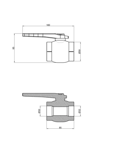 Кран шаровий прямий для поліпропіленових труб Thermo Alliance 32 мм - 2
