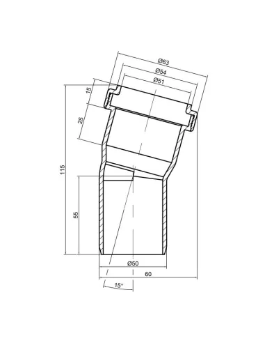 Коліно для внутрішньої каналізації TA Sewage 50 х 50 х 15 - 2