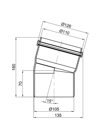 Колено для внутренней канализации TA Sewage 110 х 110 х 15 - 2