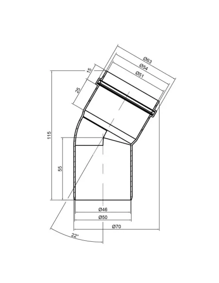 Колено для внутренней канализации TA Sewage 50 х 50 х 22 - 2