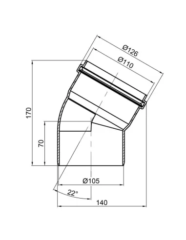 Коліно для внутрішньої каналізації TA Sewage 110 х 110 х 22 - 2