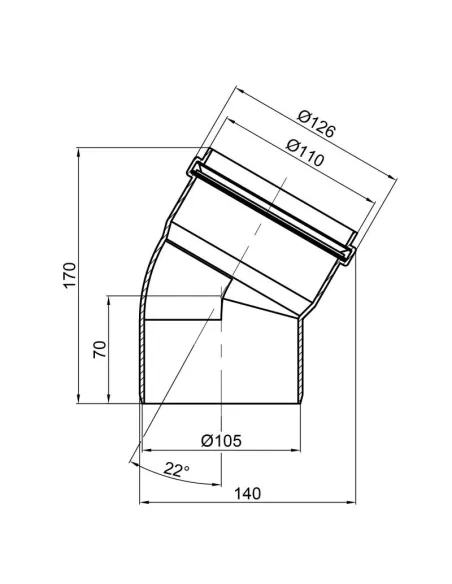 Коліно для внутрішньої каналізації TA Sewage 110 х 110 х 22 - 2