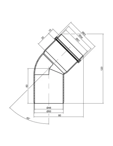 Коліно для внутрішньої каналізації TA Sewage 50 х 50 х 45 - 2