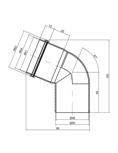 Коліно для внутрішньої каналізації TA Sewage 50 х 50 х 67 - 2