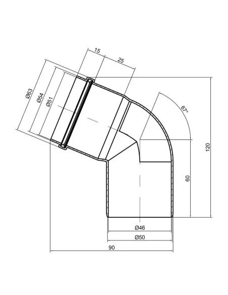 Коліно для внутрішньої каналізації TA Sewage 50 х 50 х 67 - 2