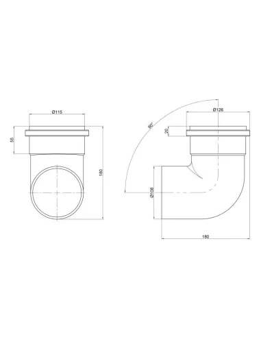 Коліно для внутрішньої каналізації TA Sewage 110 х 110 х 90 - 2