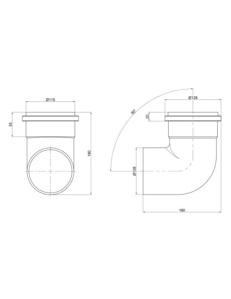 Коліно для внутрішньої каналізації TA Sewage 110 х 110 х 90 - 2
