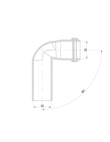 Колено для внутренней канализации TA Sewage 32 х 32 х 90 - 2