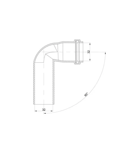 Колено для внутренней канализации TA Sewage 32 х 32 х 90 - 2