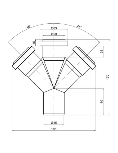 Хрестовина для внутрішньої каналізації TA Sewage 50 х 50 х 50 х 50 х 45 - 2